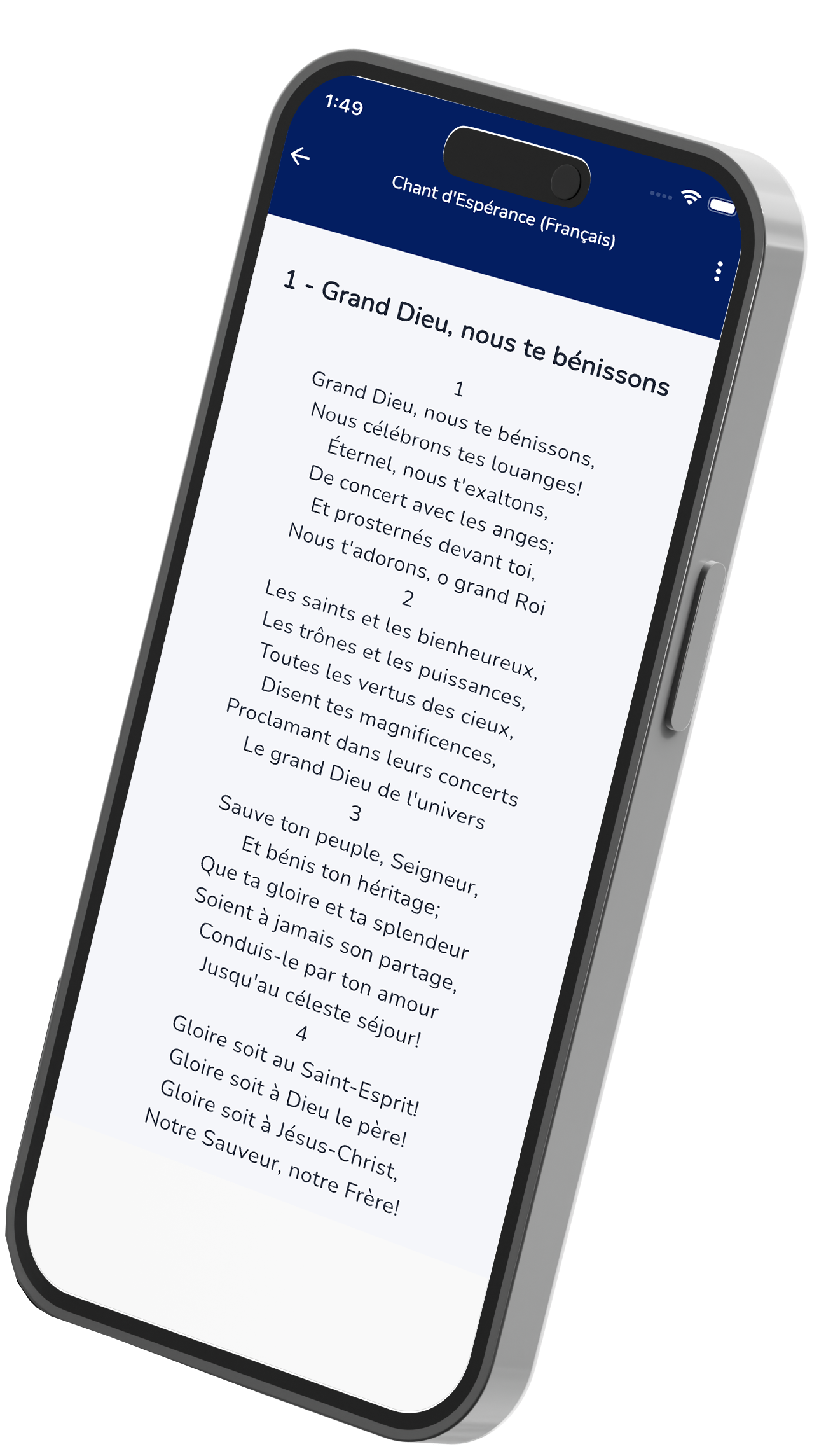 Écran de l'application : Écrire des paroles