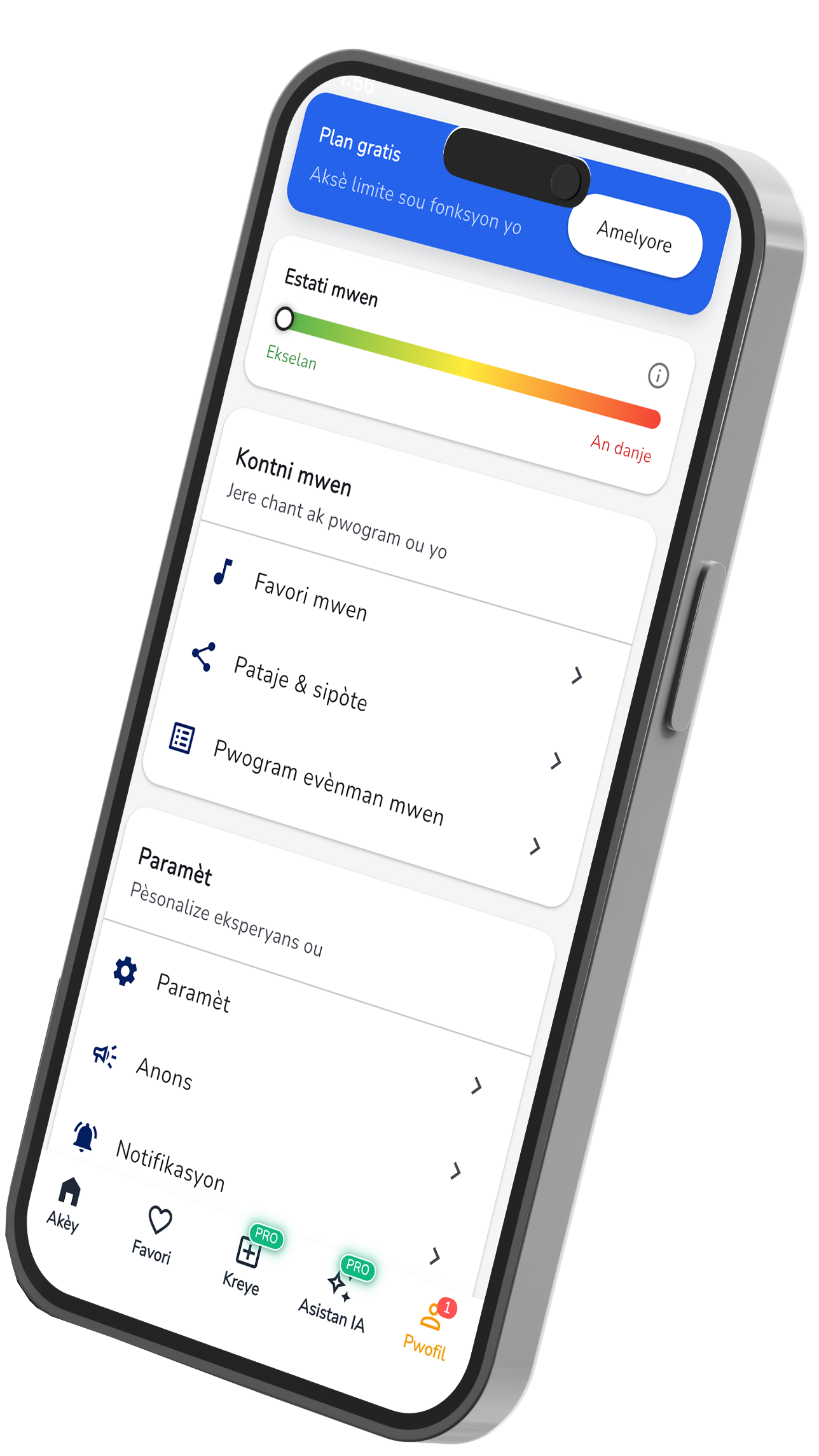 Écran de l'application : Planifier un service